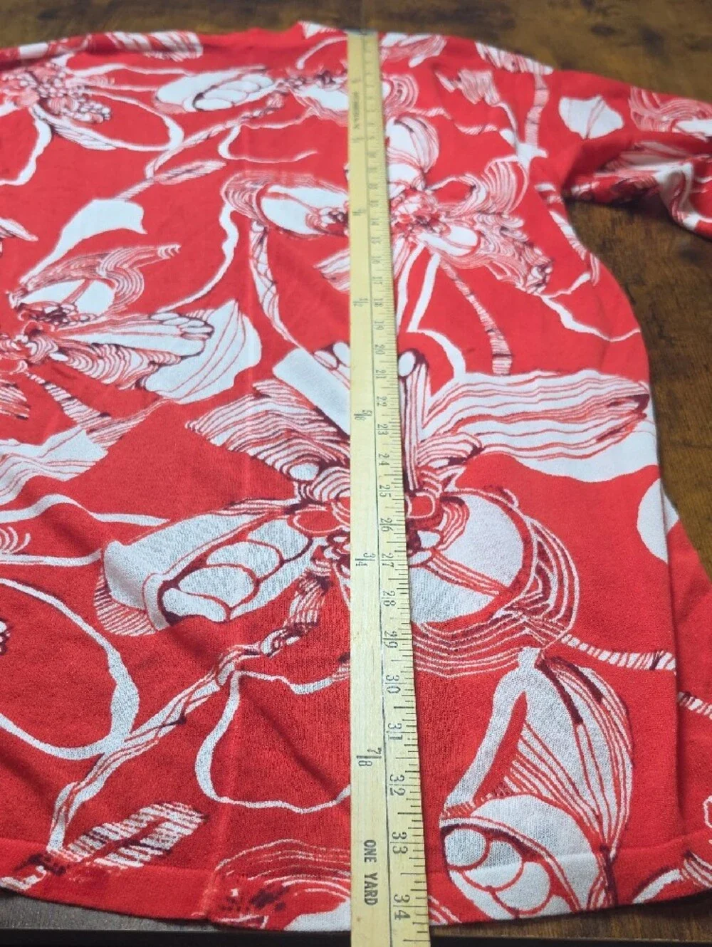 CHICO'S | Floral Open‎ Front Cardigan Duster Lightweight Red White Sweater | L